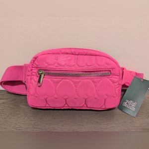 Wild Fable Hot Pink Fanny Pack/ Waist Belt/Purse/Heart Print- w/Adjustable Strap